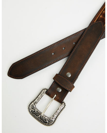 Cody James Men's Southwestern Needlepoint Inlay Leather Belt