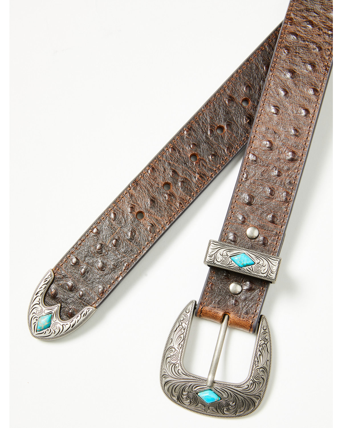 Cody James Men's Sheridan Faux Ostrich Print Leather Belt