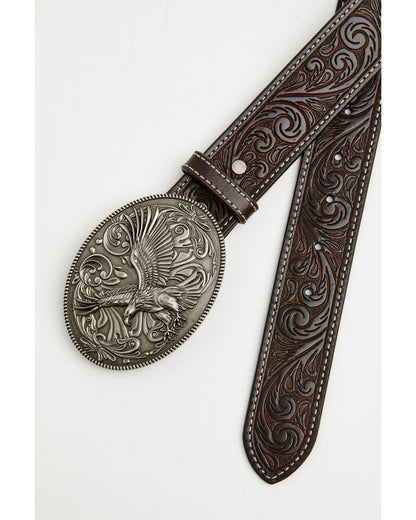 Cody James Men's Lander Tooled Leather Buckle Belt