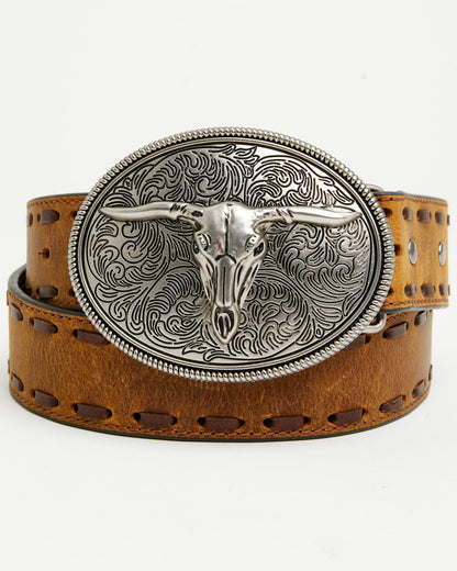 Cody James Men's Longhorn Whipstitch Buckle Belt