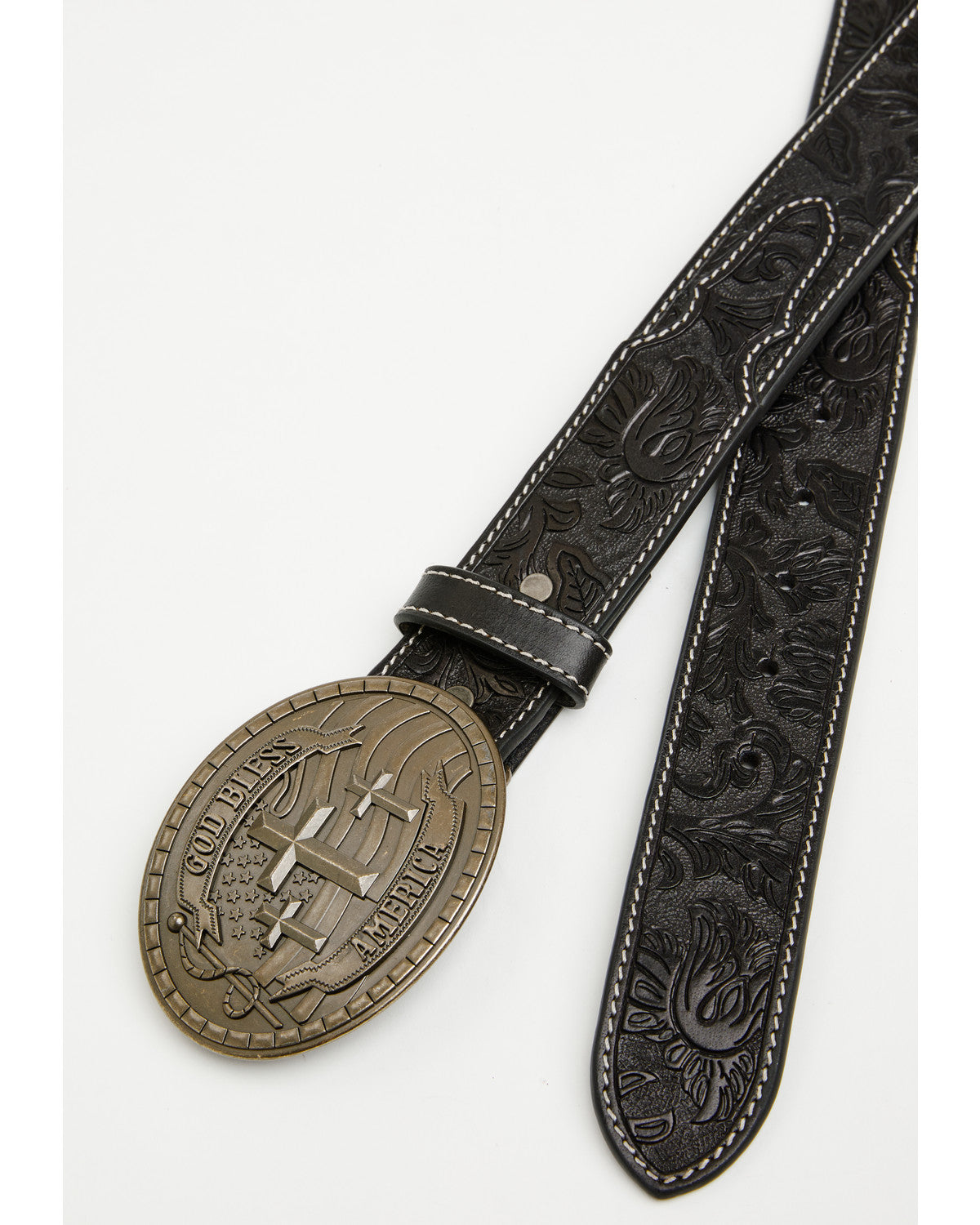 Cody James Men's God Bless America Tooled Buckle Belt