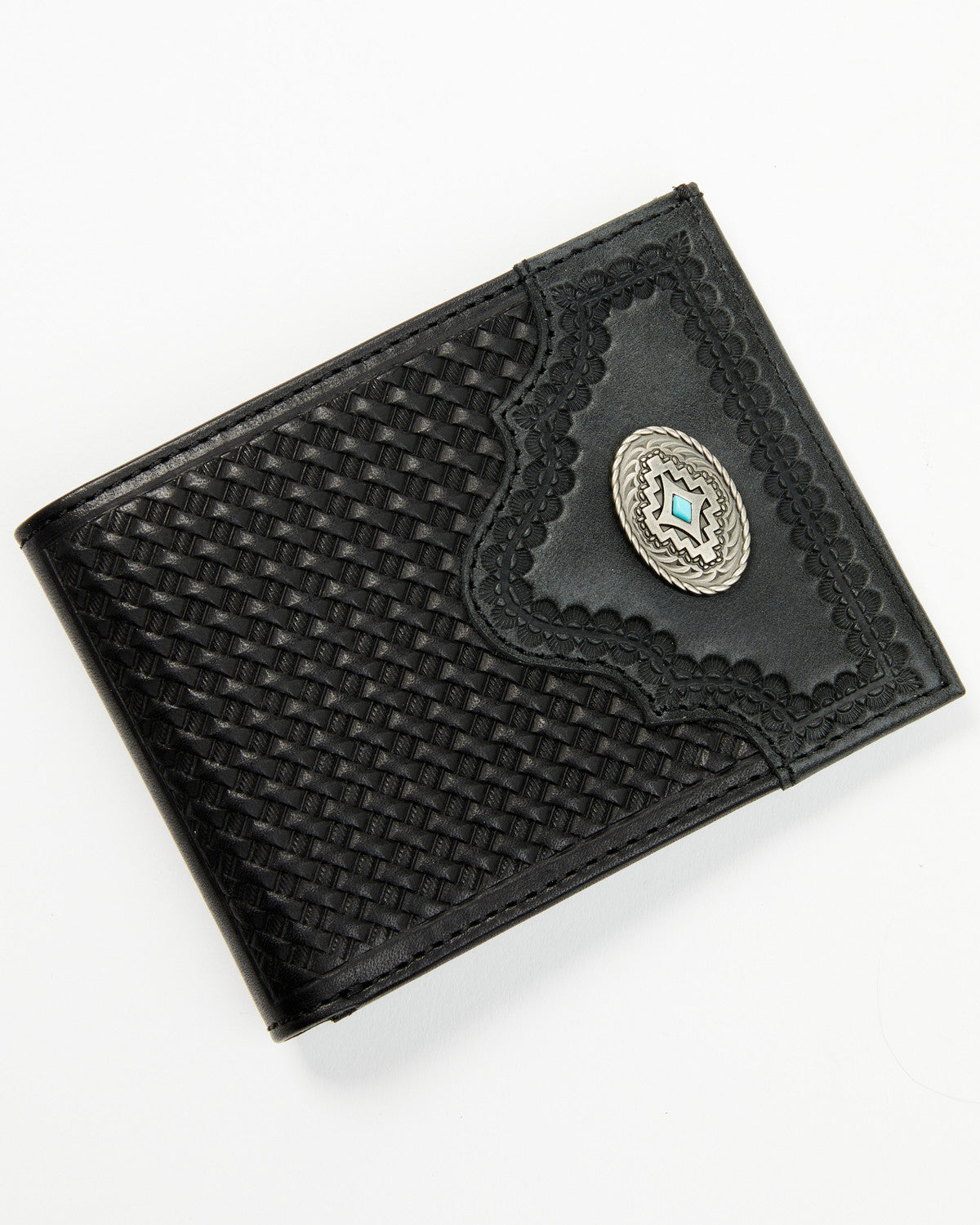 Cody James Men's Dwight Basketweave Tooled Bifold Wallet
