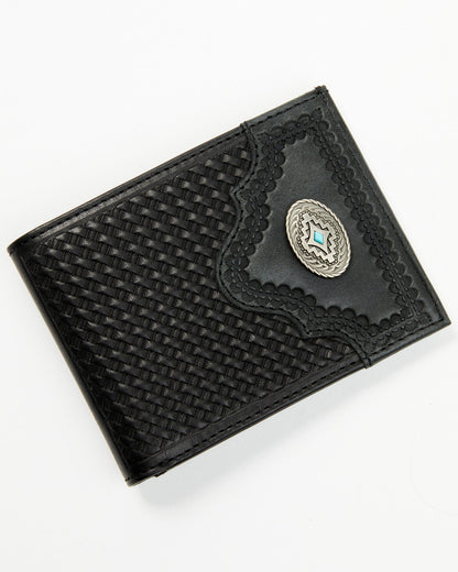 Cody James Men's Dwight Basketweave Tooled Bifold Wallet
