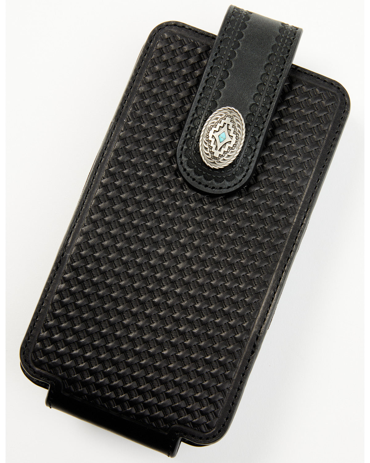 Cody James Men's Dwight Basketweave Tooled Cellphone Case