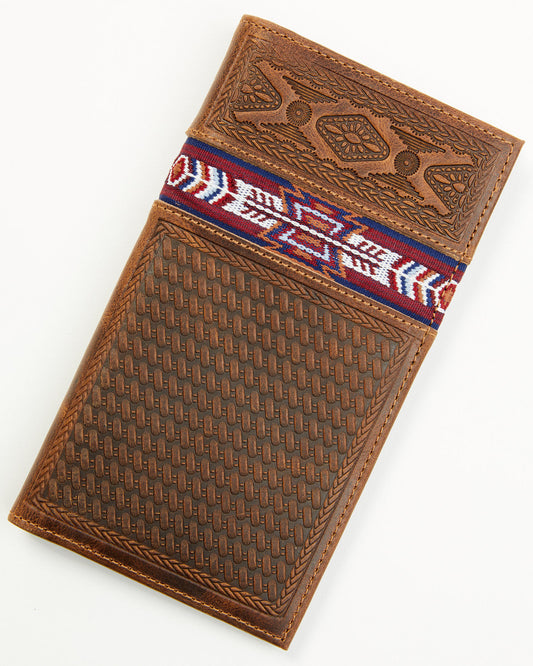 Cody James Men's Leroy Leather Southwestern Woven Inlay Rodeo Wallet