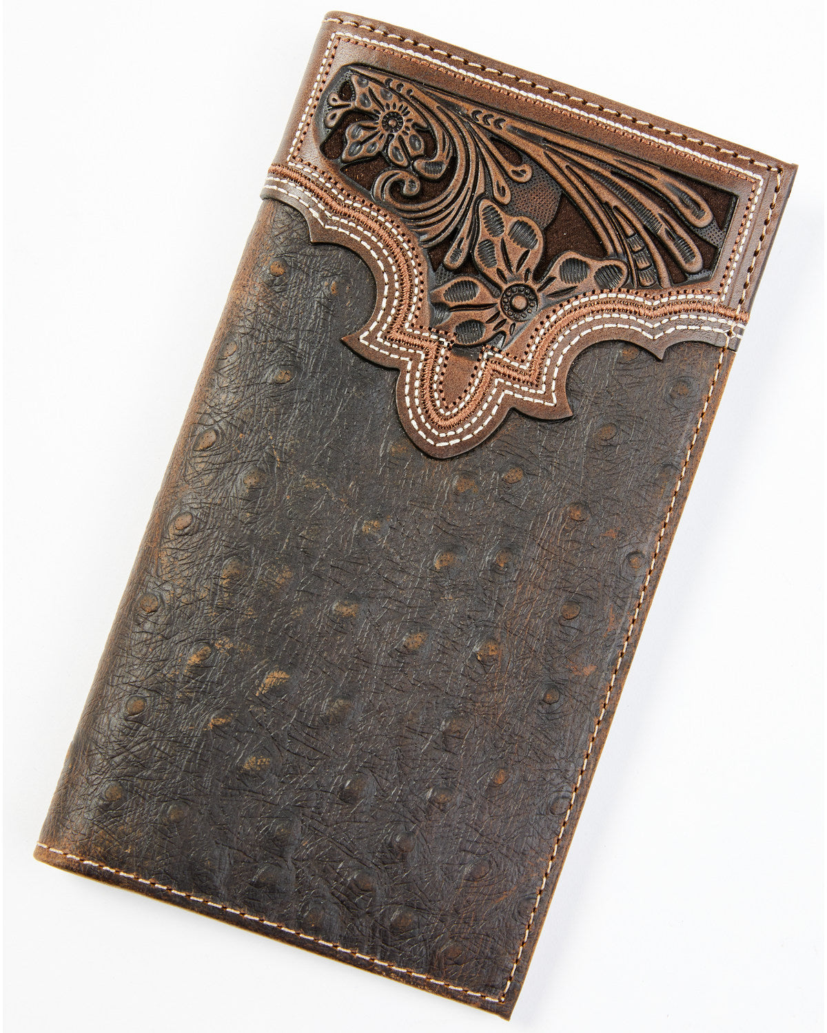 Cody James Men's Ostrich Tooled Checkbook Wallet
