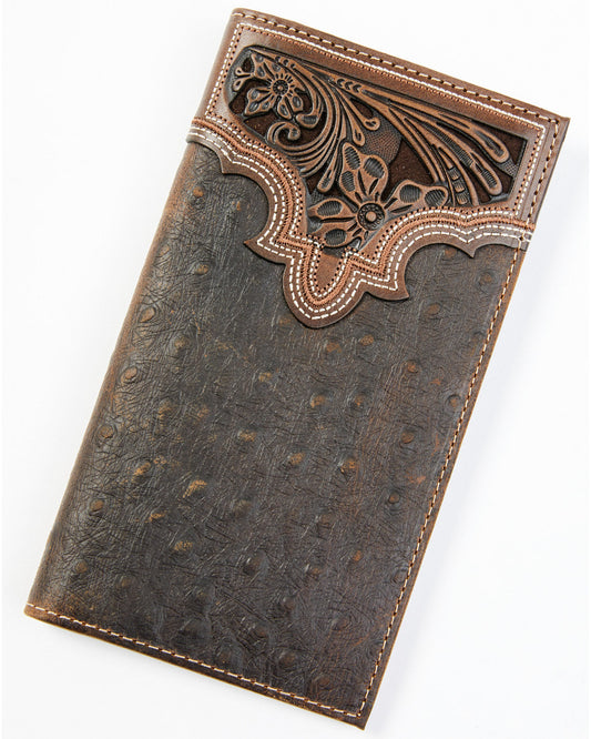 Cody James Men's Ostrich Tooled Checkbook Wallet
