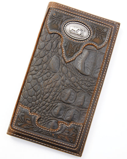 Cody James Men's Bi-Fold Crocodile Print Embossed Rodeo Wallet