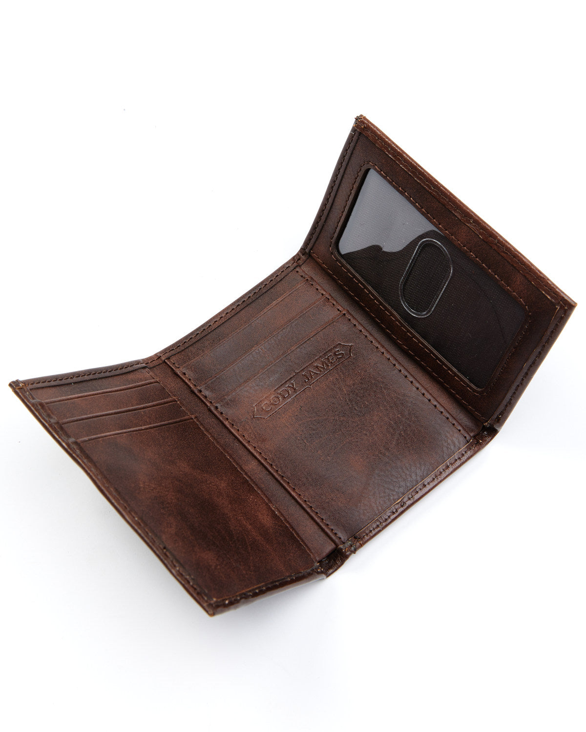 Cody James Men's Hair-On Floral Tooled Trifold Wallet