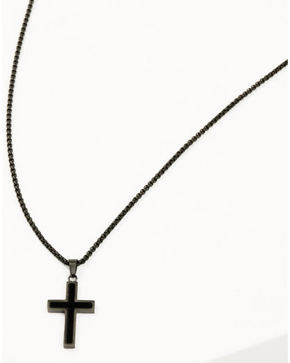 Cody James Men's Matte Black Inlay Cross Necklace