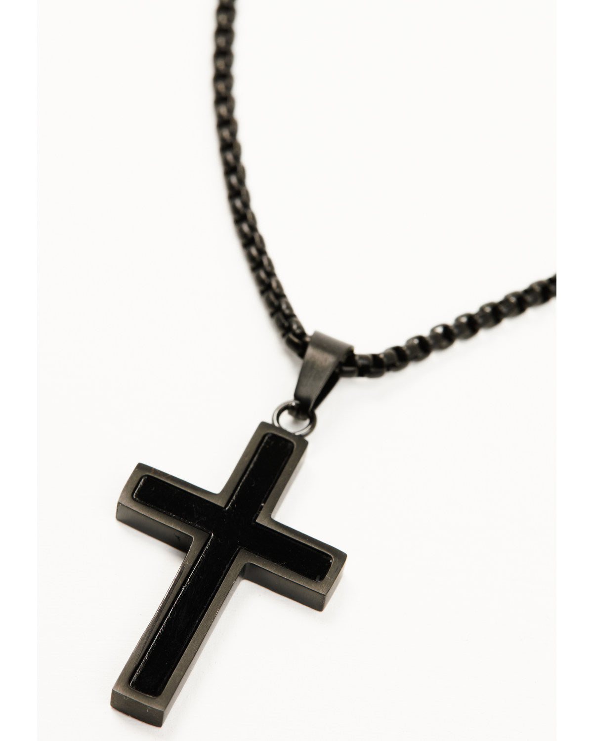Cody James Men's Matte Black Inlay Cross Necklace