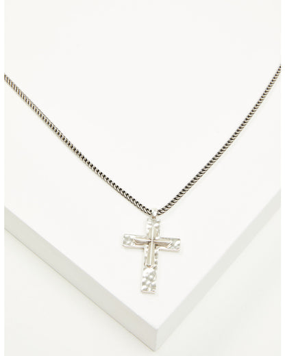 Cody James Men's Hammered Double Cross Necklace