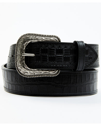 Cody James Men's Checkered Billets Alligator Print Leather Belt