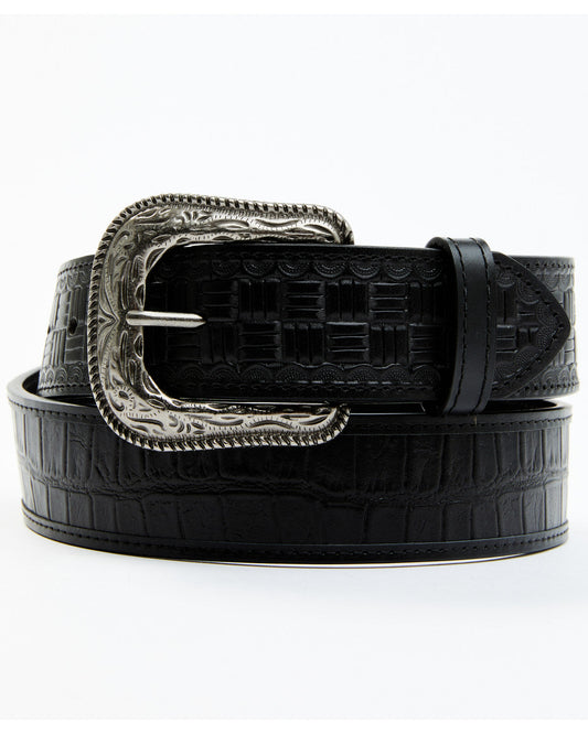 Cody James Men's Checkered Billets Alligator Print Leather Belt
