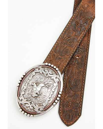 Cody James Boys' Bronc Rider Tooled Leather Belt
