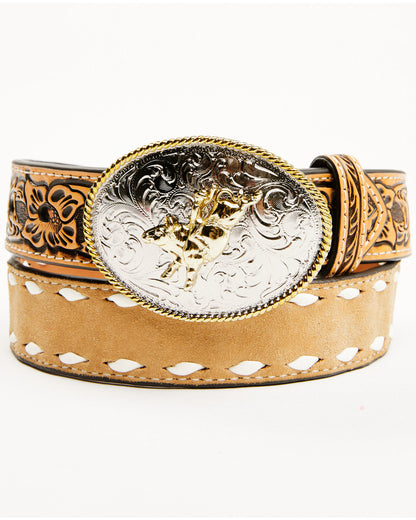 Cody James Boys' Tooled Tab Bull Rider Western Belt