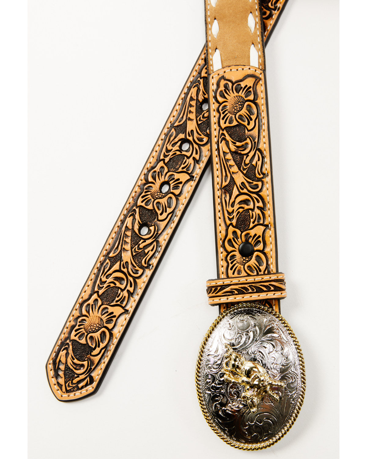 Cody James Boys' Tooled Tab Bull Rider Western Belt