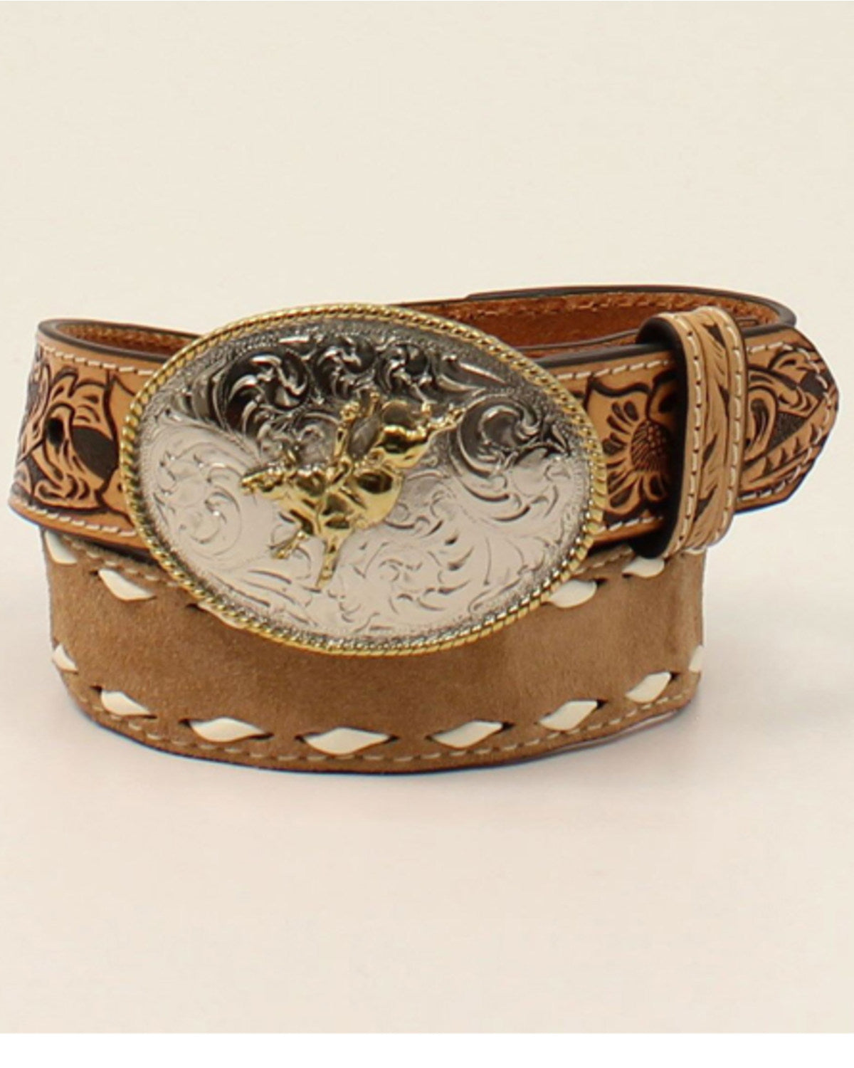 Cody James Boys' Tooled Tab Bull Rider Western Belt