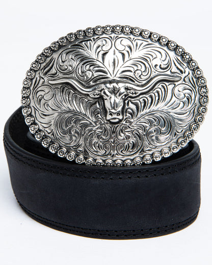 Cody James Boys' Longhorn Plaque Buckle Belt