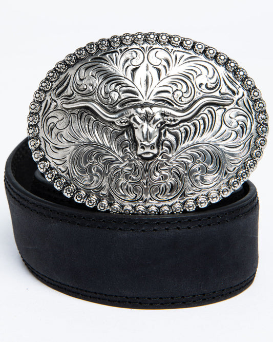 Cody James Boys' Longhorn Plaque Buckle Belt