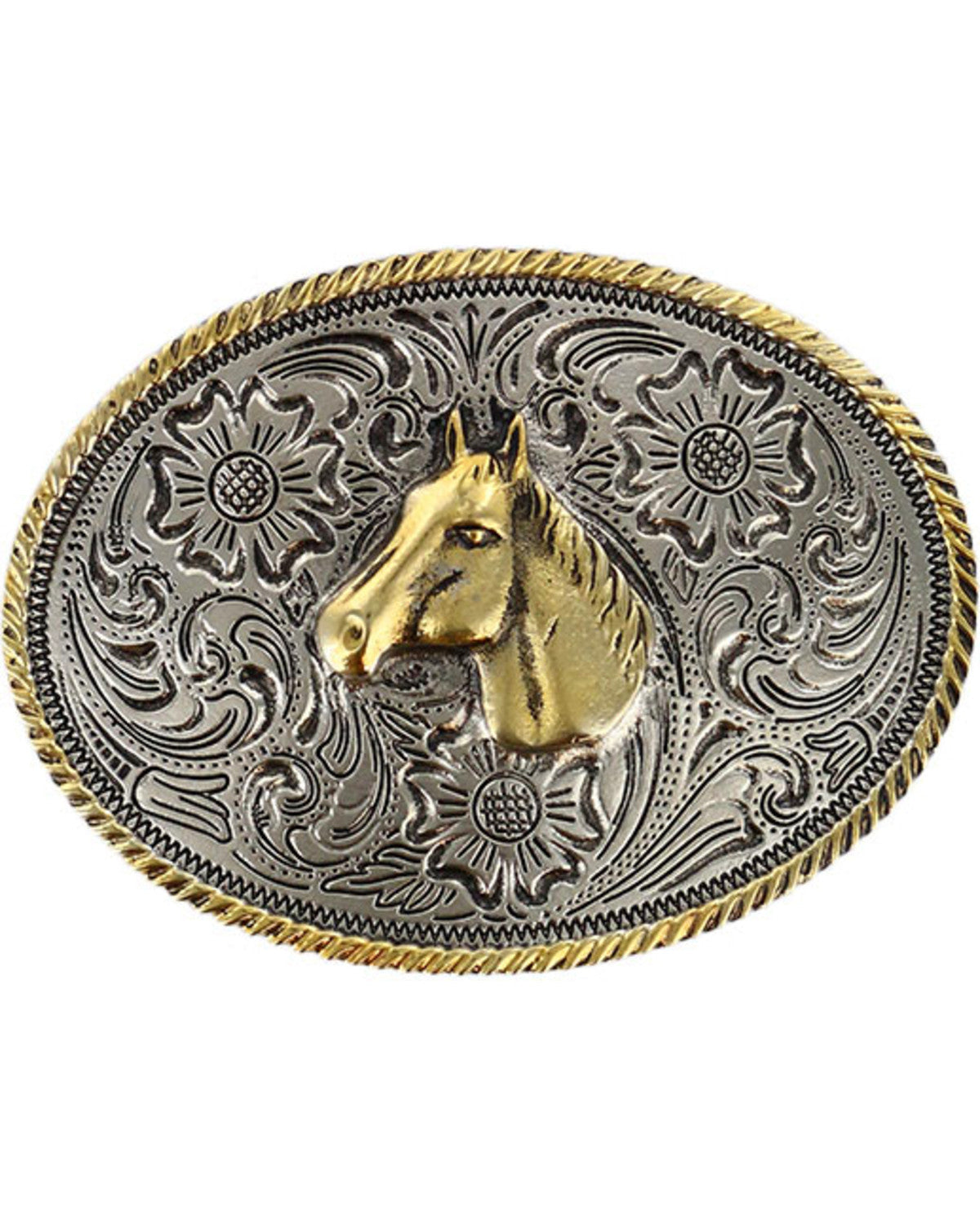 Cody James Boys' Dual-Tone Horse Belt Buckle