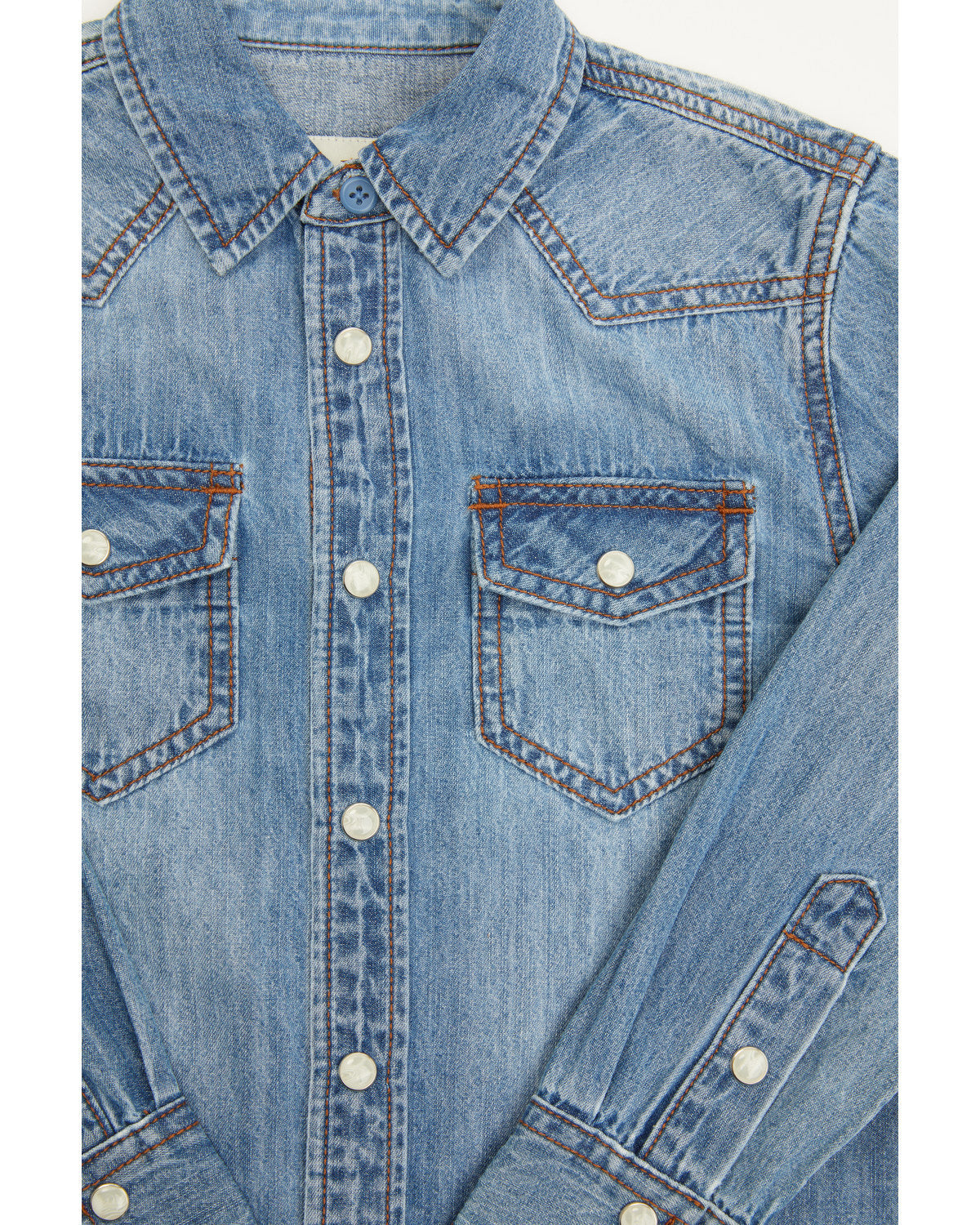 Cody James Toddler Boys' Foothill Denim Long Sleeve Pearl Snap Western