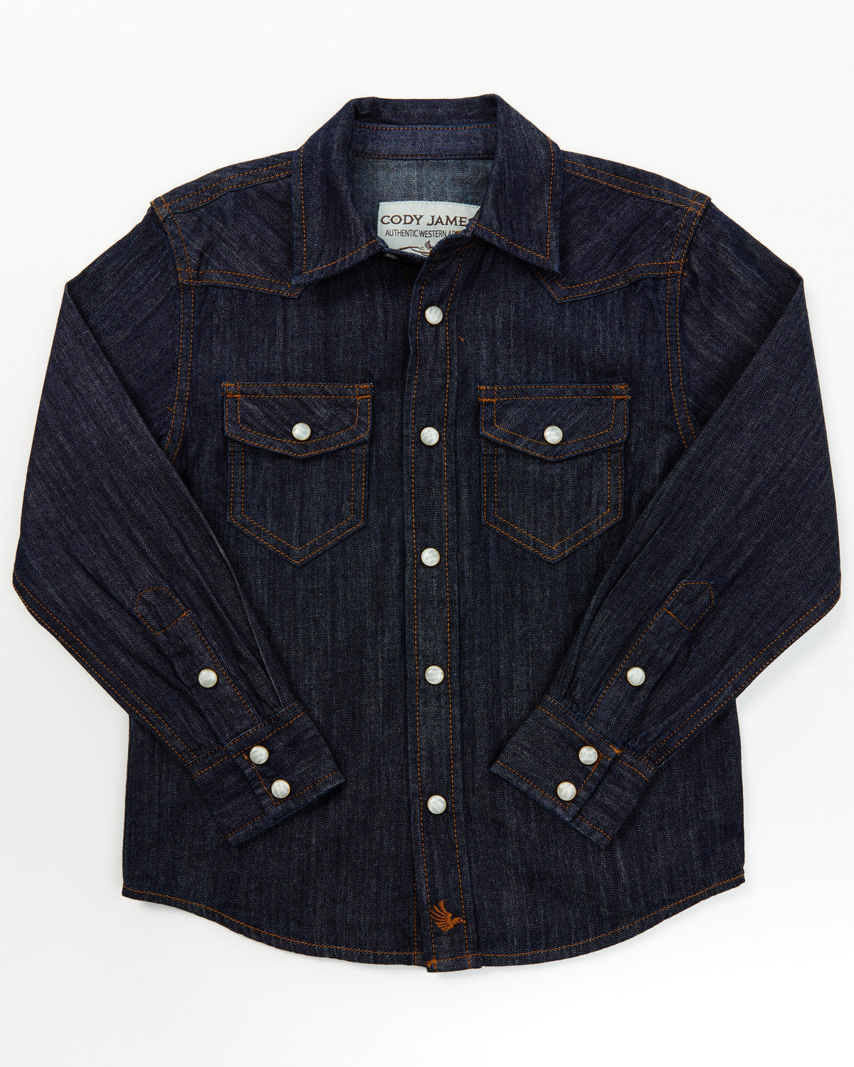 Cody James Toddler Boys' Foothill Denim Long Sleeve Pearl Snap Western