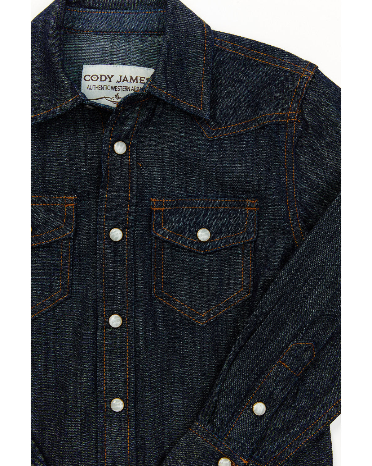 Cody James Toddler Boys' Foothill Denim Long Sleeve Pearl Snap Western