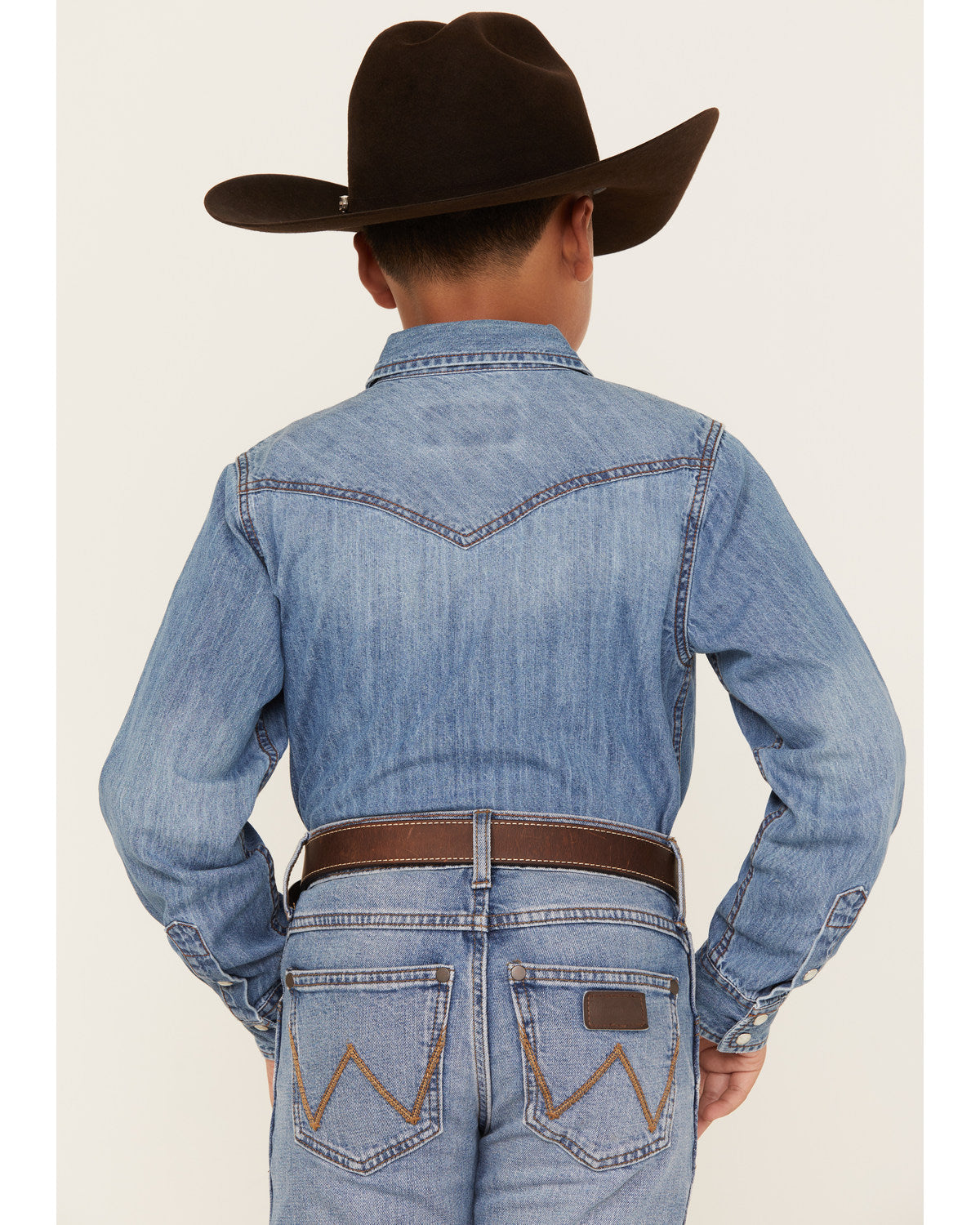 Cody James Boys' Cave Creek Long Sleeve Pearl Snap Western Denim Shirt