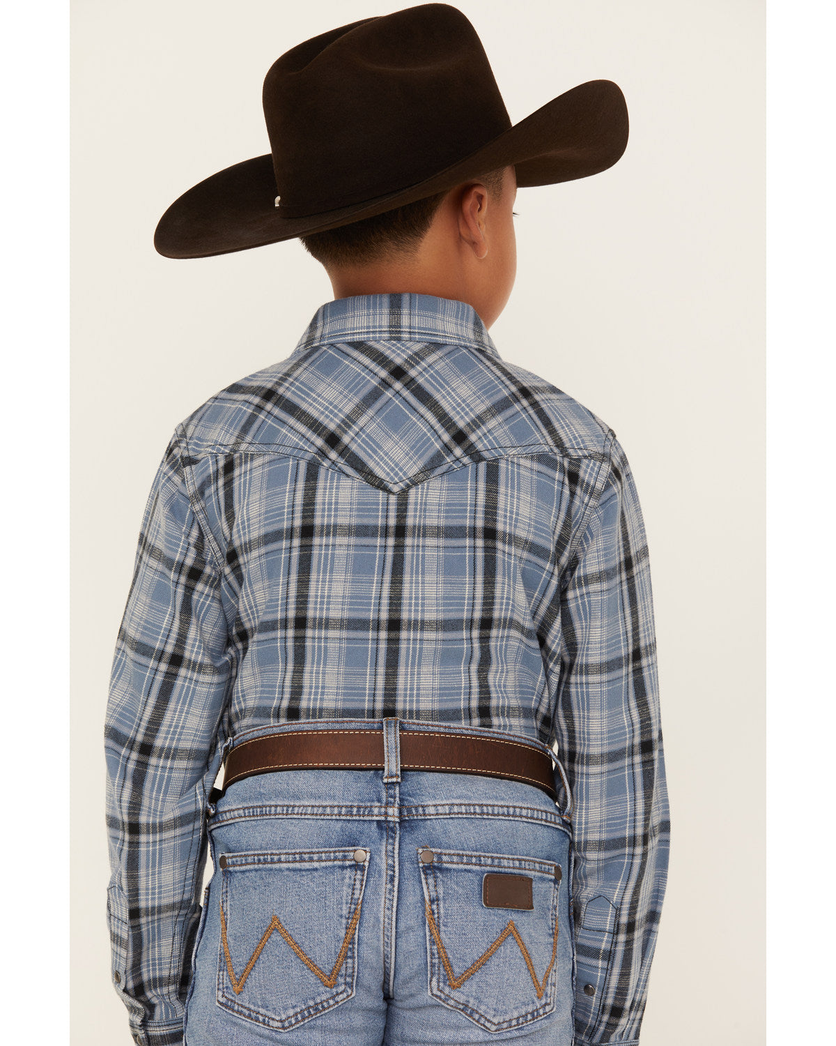 Cody James Boys' Plaid Print Long Sleeve Snap Western Flannel Shirt