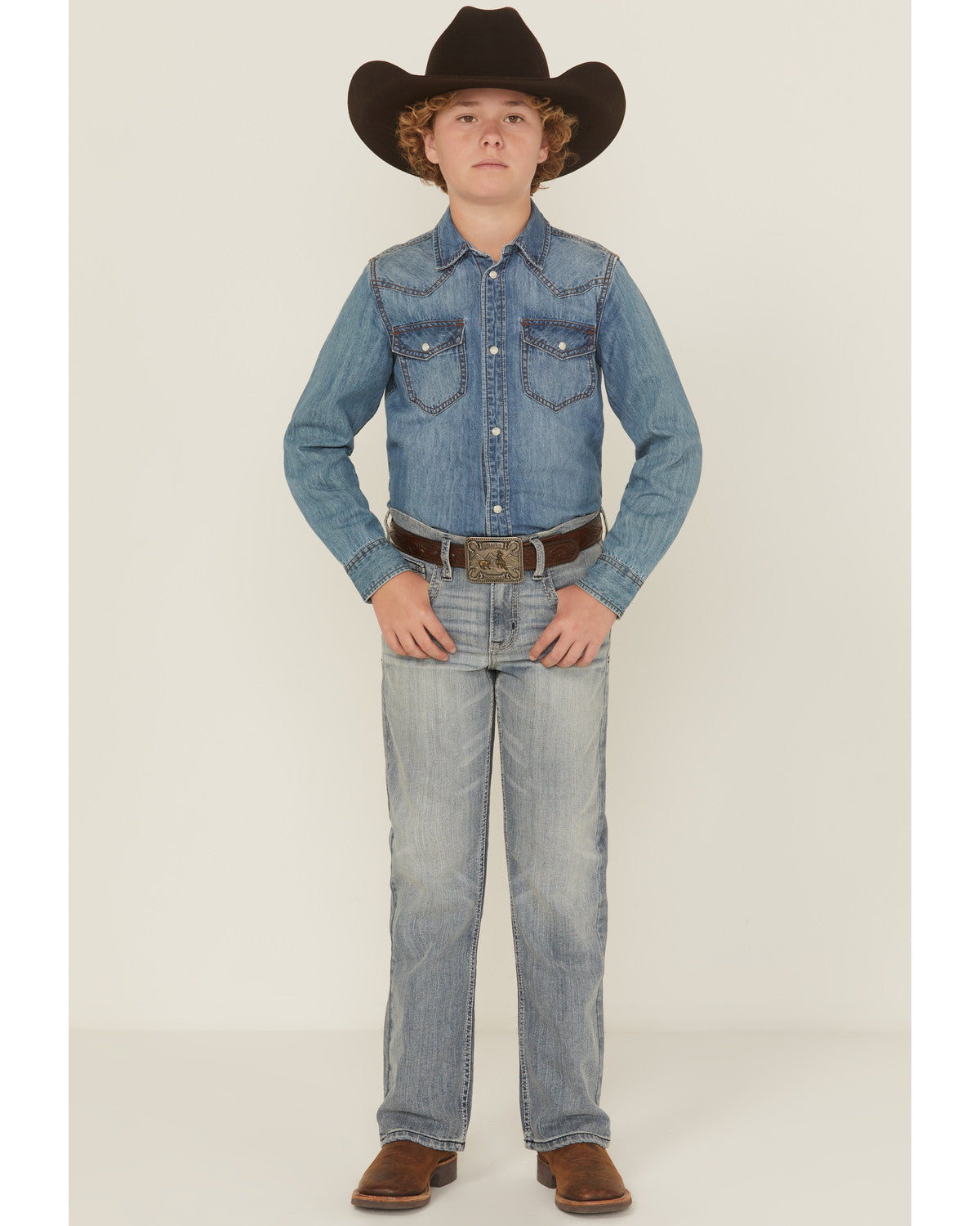 Cody James Boys' Medium Wash Buckskin Slim Bootcut Stretch Denim Jeans