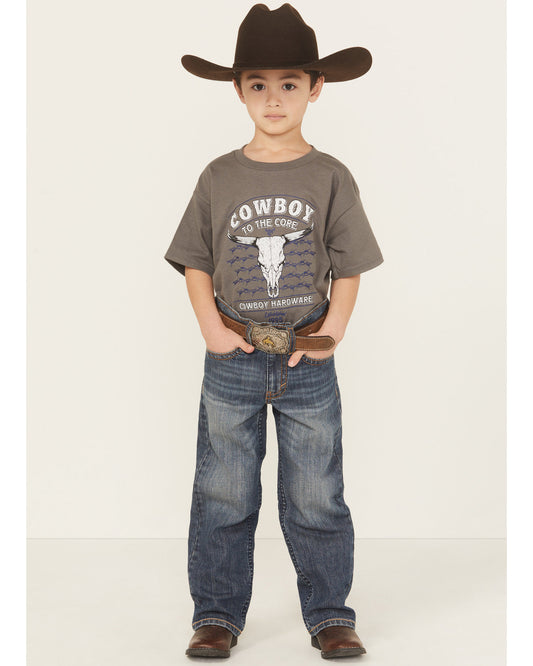 Cody James Little Boys' Wolfstooth Medium Wash Relaxed Bootcut Stretch