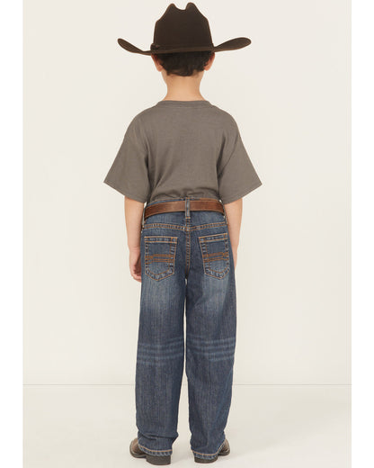 Cody James Little Boys' Wolfstooth Medium Wash Relaxed Bootcut Stretch
