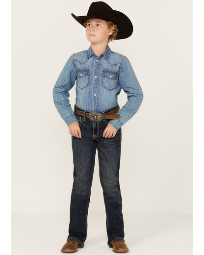 Cody James Boys' Dark Wash Moonlight Slim Bootcut Stretch Denim Jeans