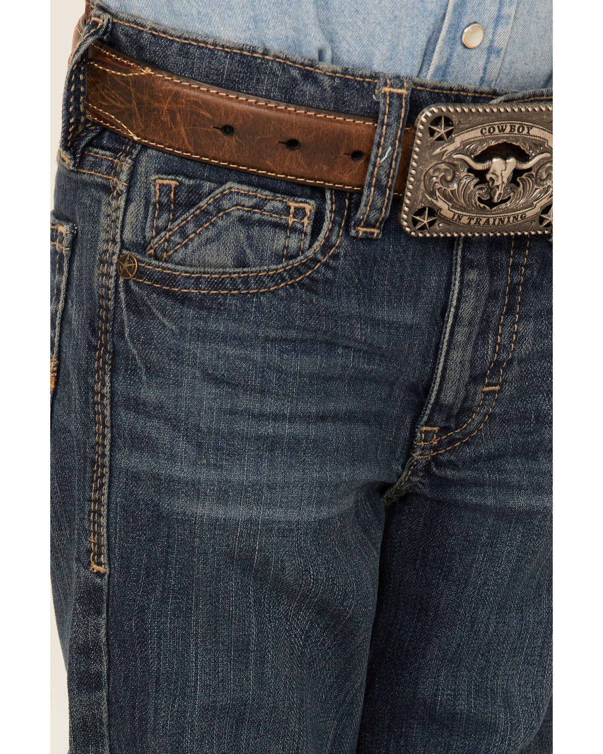 Cody James Boys' Saguaro Dark Wash Mid Rise Stretch Slim Bootcut Jeans