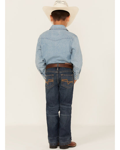 Cody James Little Boys' Saguaro Dark Wash Mid Rise Stretch Slim Bootcu