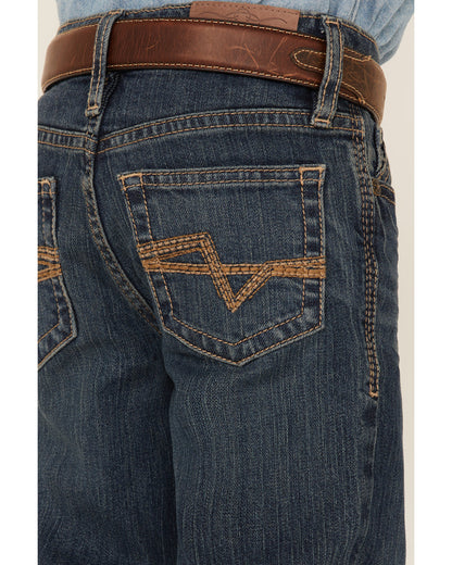 Cody James Little Boys' Saguaro Dark Wash Mid Rise Stretch Slim Bootcu