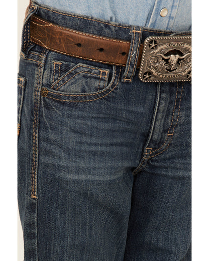 Cody James Little Boys' Saguaro Dark Wash Mid Rise Stretch Slim Bootcu