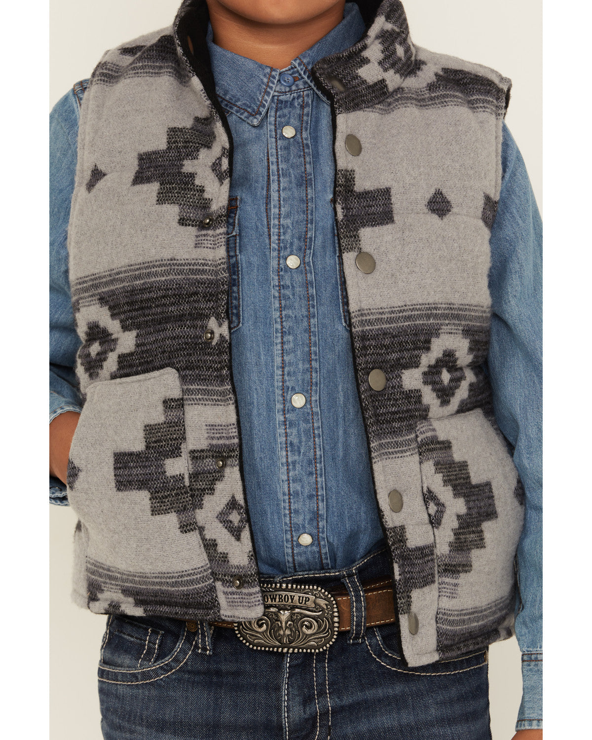 Cody James Boys' Sunset Reversible Jacquard Puffer Vest