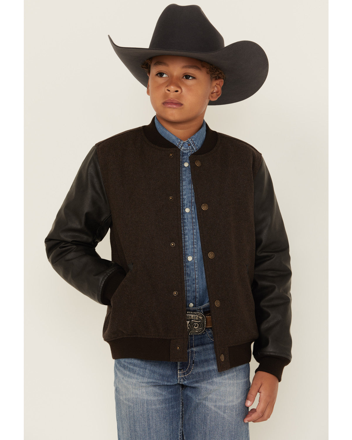 Cody James Boys' Brighton Solid Varsity Jacket