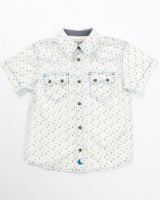 Cody James Toddler Boys' Bull and Cactus Print Short Sleeve Snap Weste