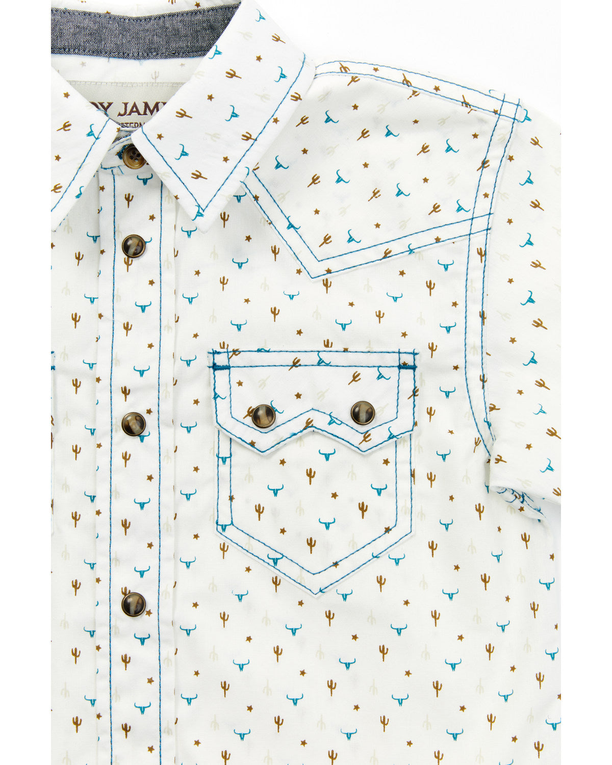 Cody James Toddler Boys' Bull and Cactus Print Short Sleeve Snap Weste