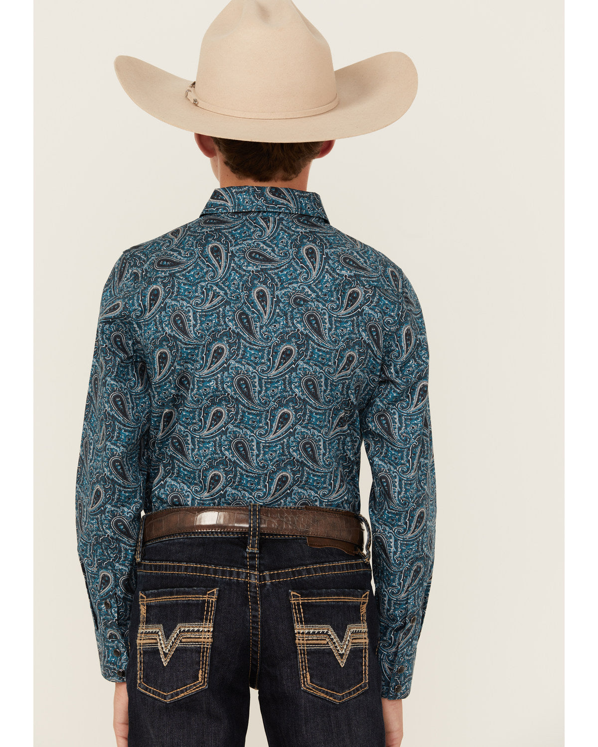 Cody James Boys' Lasso Paisley Print Long Sleeve Snap Western Shirt