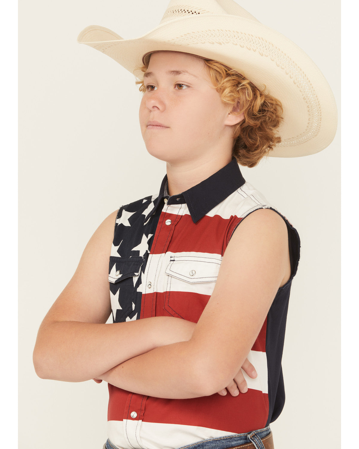 Cody James Boys' 2nd Amendment Bubba Sleeveless Snap Western Shirt