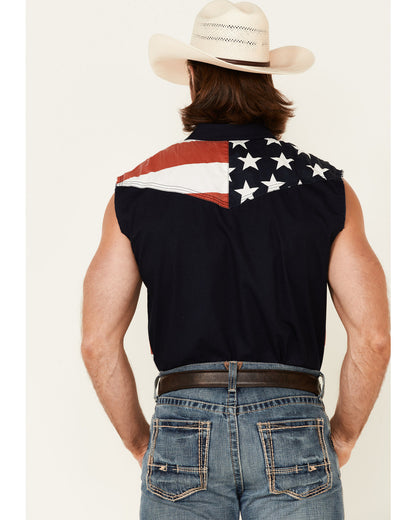 Cody James Men's American Flag Bubba Sleeveless Western Shirt