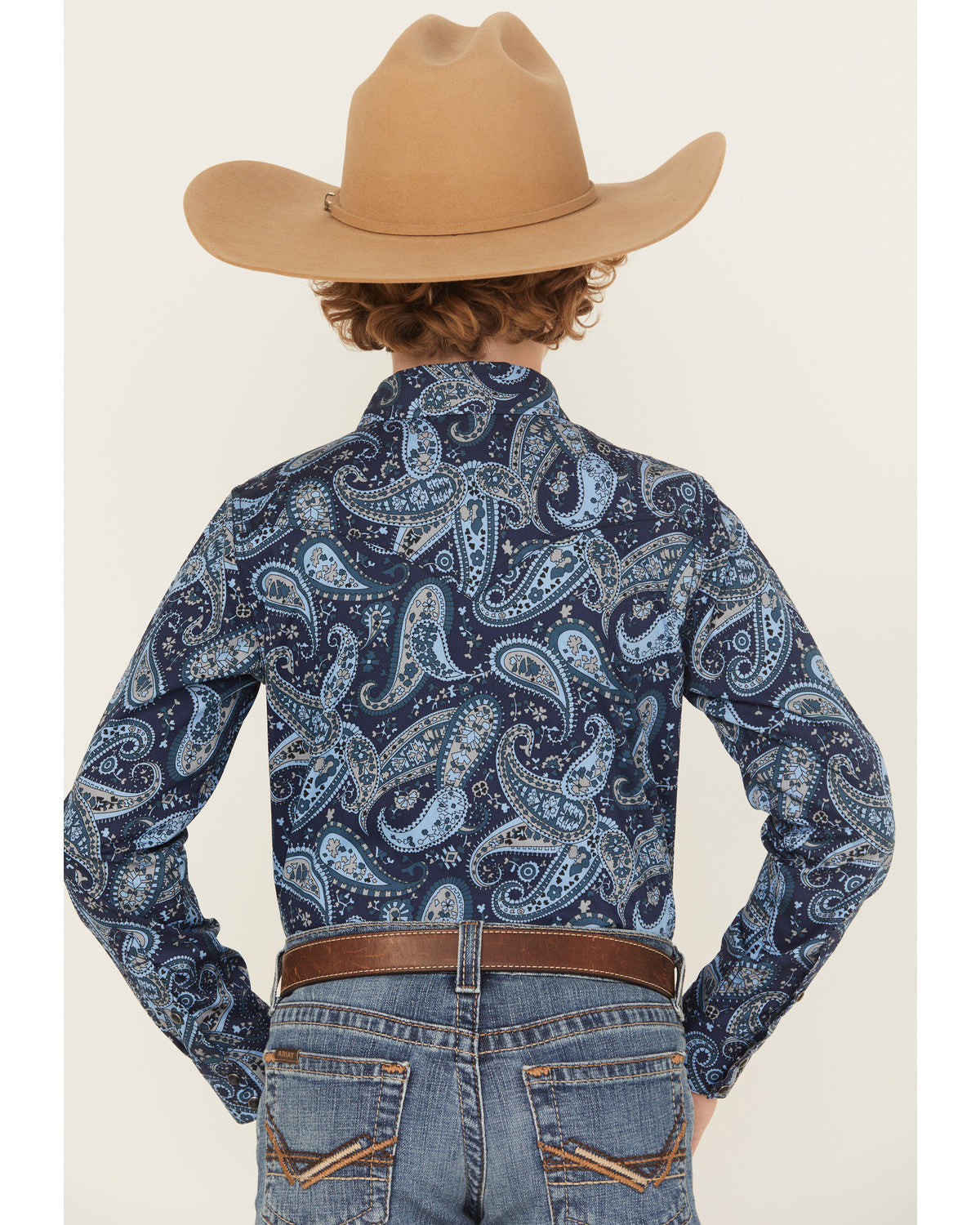 Cody James Boys' Westward Paisley Print Long Sleeve Snap Western Shirt