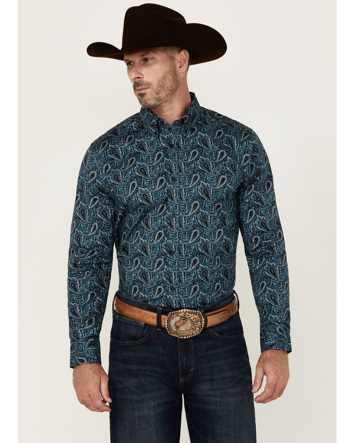 Cody James Men's Lasso Paisley Print Long Sleeve Button-Down Stretch W