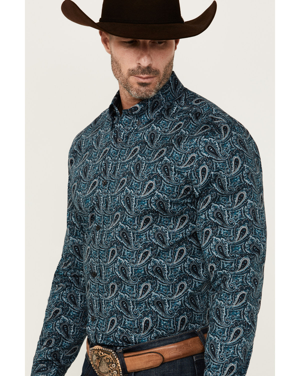 Cody James Men's Lasso Paisley Print Long Sleeve Button-Down Stretch W