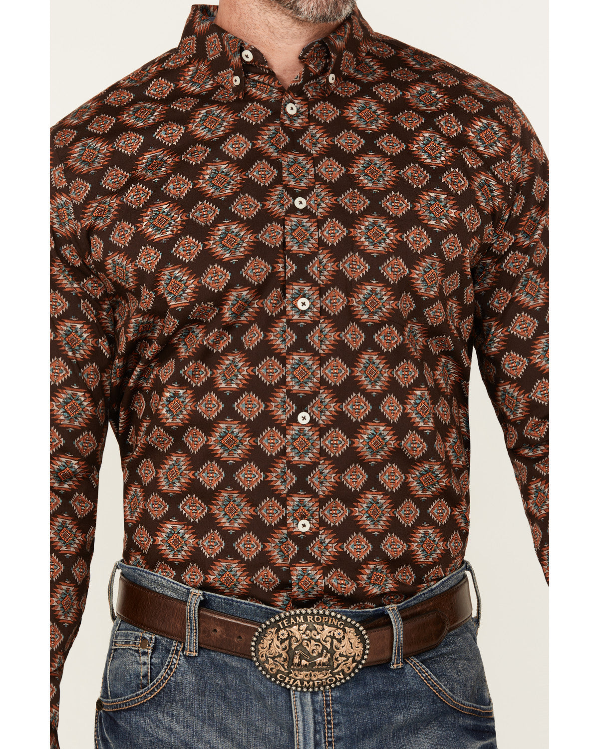 Cody James Men's Bite The Bullet Southwestern Print Long Sleeve Button