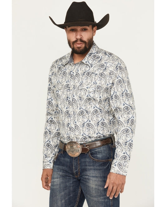 Cody James Men's Rodeo Runway Paisley Print Long Sleeve Snap Shirt